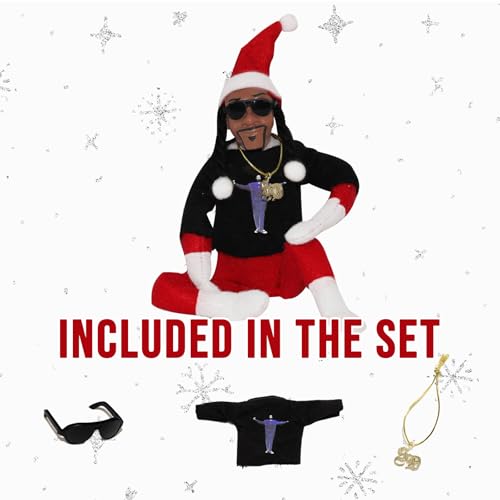 St. Patrick's Day Elf Doll, Plush 12'' Hip Hop Toy for Shelf Decoration, Includes Extra T-shirt, Stylish Sunglasses, and Necklace, Fun Gift for Men & Women for Parties, Holidays, Home Festivals (Red) - Image 2