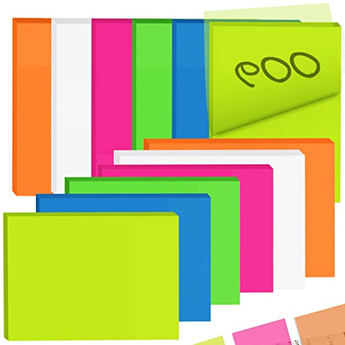 GZLFH® 600 Blätter Transparente Haftnotizen, 95×75mm Wasserfest Sticky Notes Transparent Bunt Selbstklebende Haftnotiz für Schule Büro Hause (6 Farben) Cover