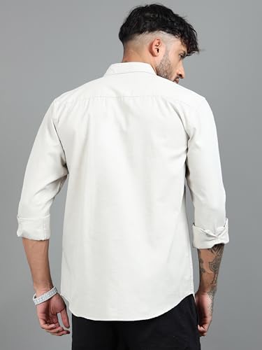 Image of Men Slim Fit Solid Spread Collar Casual Shirt