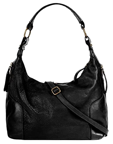 Sac bandoulière Damen en cuir véritable avec grand compartiment smartphone italien 021781