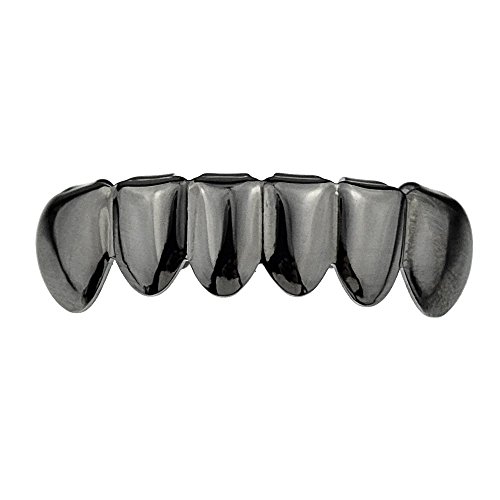 Gunmetal Black Grillz Bottom Lower Row Teeth Grill Hip Hop Fronts Pullout Mouth Grills
