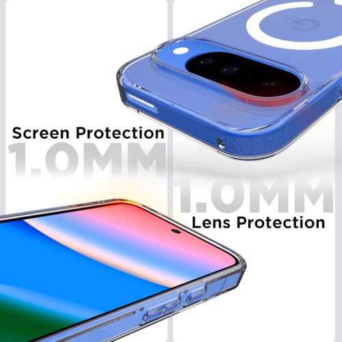 Image of RIGGEAR Shockproof Clear Hybrid Armor Magnetic Back Cover Case Compatible with MagSafe Accessories for Google Pixel 10 / Pixel 10 Pro (Transparent PC+TPU Bumper)