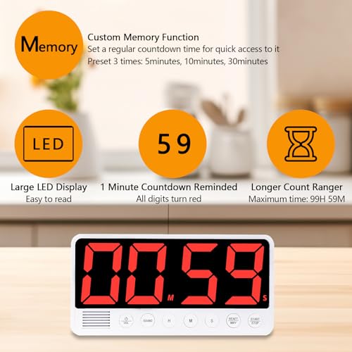 Digital Kitchen Timer - 7.1” Extra Large Display LED Countdown Timer - Image 2