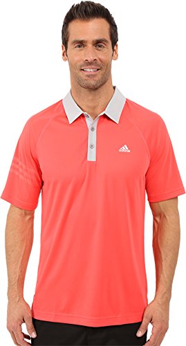 adidas Golf Men's Climachill 3-Stripes Polo Shirt, Shock Red/Stone, Small