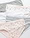 Laura Ashley Girls' Briefs Underwear - 5 Pack Breathable Soft Stretch Brief Panties - Cotton Underwear for Girls (4-12), Size 7-8, Floral/Grey/Print