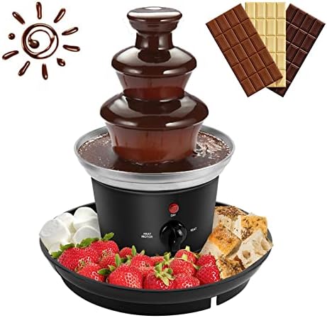 Chocolate Fountain Party Fountain, chocolate fountain for Nacho Cheese BBQ Sauce Ranch Liqueurs, Stainless Steel Chocolate Fondue Fountain for Birthday Party Wedding (1.5lb, mysterious black)
