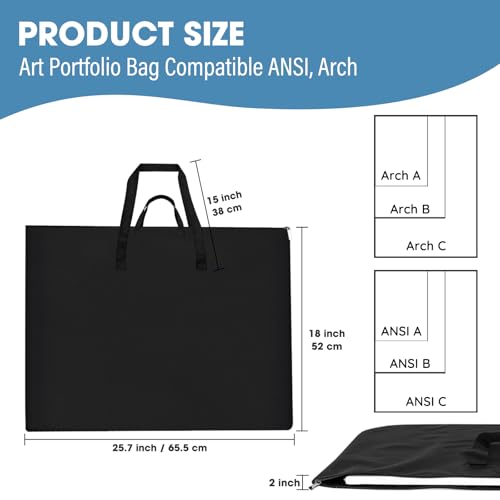 ZKOO Large Size Art Portfolio Tote with Nylon Shoulder, Poster Board Storage Bag