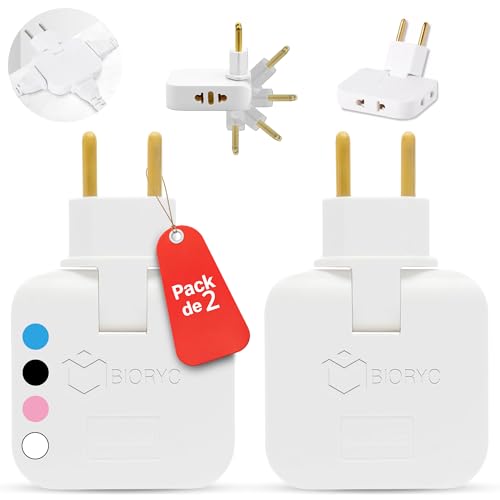 BIORYC ® [Pack 2] Ladron Enchufes Plano. Enchufe Plano Pared Extraplano de 3 Tomas Giratorio 180º. Ladrón Enchufe. Enchufes Planos Detras Muebles. Ladrones Enchufe. Regalo Dia de la Madre.