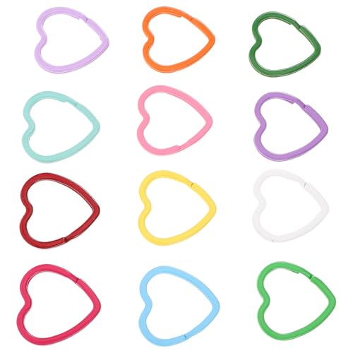Image of SHOWERORO 30pcs Heart Shape Keyring Iron Split Key Rings for Connectors Craft Key Rings for Keychains Home Family Couples