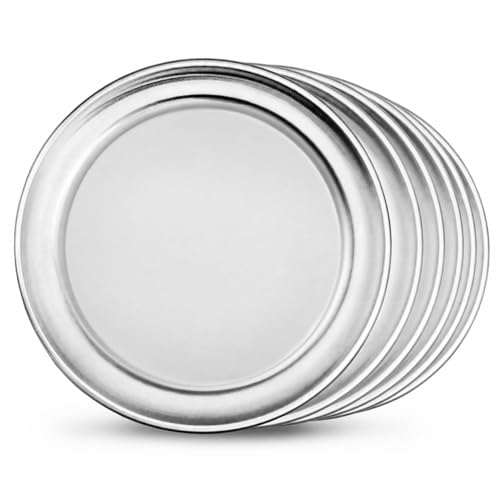 New Star Foodservice Restaurant-Grade Aluminum Pizza Pan/Tray, Wide Rim, 8 Inch, Pack of 6