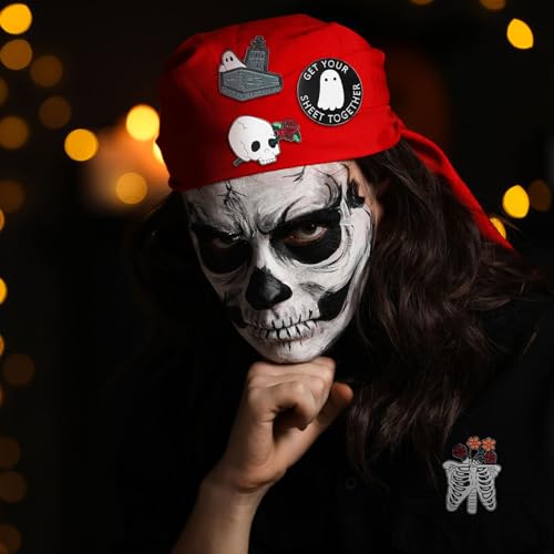 Image of Sasylvia 20 Pcs Halloween Pins Skull Spooky Skeleton Horror Dark Goth Ghost Brooch Pins for Women Men Bag Jacket Backpack Hat Pant Clothes Accessories