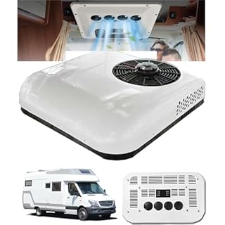 SXHEYUY RV Air Conditioner, 12V AC Silent with Air Conditioning Refrigerant, Summer Truck Cold Air Conditioner, with Cooling Function, Suitable for Truck, Camper,White,12v