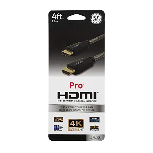 GE 4K HDMI Cable, 4 ft. HDMI 2.0 High Speed 18 Gbps with Ethernet, 4K 60Hz, 1440p 1080p 120Hz, HDR, for HDTV, Streaming, Blu-ray, Gaming, PS4 Pro PS5 Xbox, 33521
