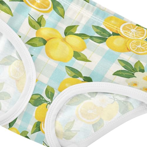 Wusikd Lemon Gingham Girls' Underwear Cotton Girls Briefs Soft Toddler Underwear 2T4