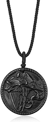 COAI Christian Jewelry Black Obsidian Pendant Necklace
