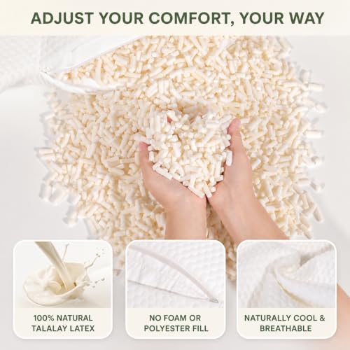 SerenLuna Adjustable Talalay Shredded Latex Pillow, Dual-Zone Neck Support by SerenLuna - Used condition - Image 2