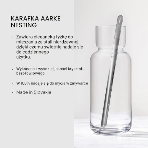 Aarke Nesting karafka ze szkła kryształowego (1,1 litra) i mieszadełko ze stali nierdzewnej