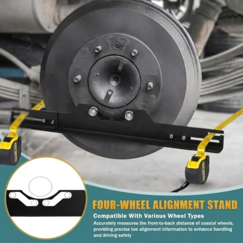 Image of 2PCS Wheel Alignment Tools, with 2 Measuring Tapes and 2 Wall-Mounted Storage Hooks, Accurate Camber Toe Alignment Measurements Plates Kit (Black Upgraded)