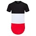 OLRIK Men's Hipster Hip Hop Short Sleeve Hit Colour Side Zipper T-Shirt Black L
