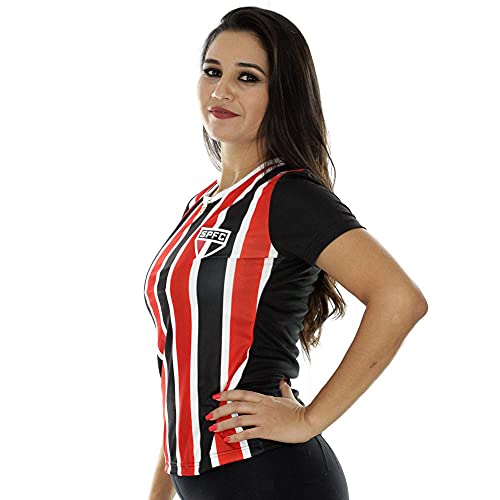 Camisa Braziline São Paulo Change Tricolor - Feminina - M - Preto e Vermelho