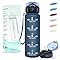 Motswedi Borraccia 1 litro, con Cannuccia, Borraccia Palestra, Facile da Aprire, Bottiglia acqua, a Prova di Perdite, Borracce, per Palestra, Yoga, Ufficio, Trekking, Fitness, Blu Scuro