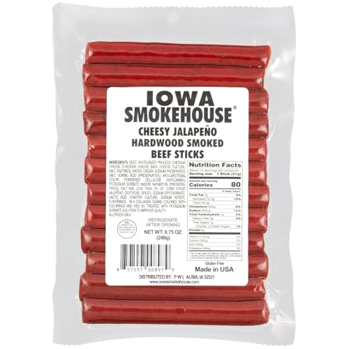 IOWA SMOKEHOUSE - Hardwood Smoked Cheesy Jalapeno - 8.75 oz Beef Sticks