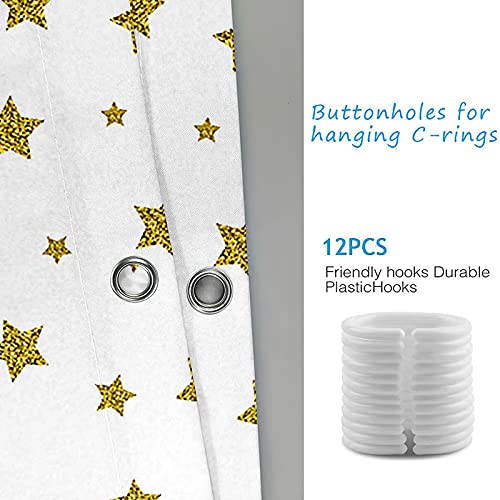 Rideau de douche 165x200cm polyester étoiles KnSam pour salle de bain - 5