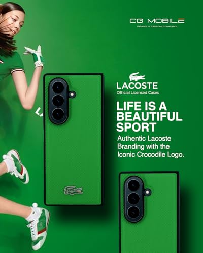 Image of CG MOBILE Lacoste [Official Licensed] Magnetic Compatible | Hard Case | Iconic Petit Pique PU Lacquer Logo Protective Case /Cover Designed for Galaxy Z Fold 7 (2025) - Green