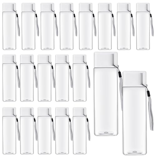 YFNVH 20 Pack Plastic Water Bottle Bulk for Kids 500ml Clear Sports Water Bottles Leakproof Reusable Wide Mouth Drink Bottles for School Gym Outdoor Travel Camping Fitness