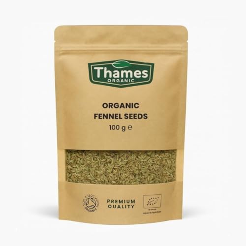 Organic Fennel Seeds 100g- Aromatic Vitamin A Vitamin C No Additives Preservatives Raw Vegan GMO Free Certified Organic - Thames Organic