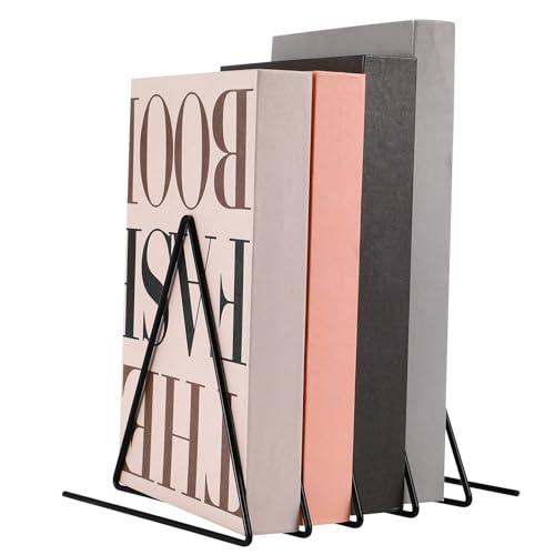 ROMISBABA Triangelformat Metalltråds Bokställ för Skrivbord Svart Organiserare för Tidningar Vinylskivor och Dokument Stabil och Mångsidig Desktop Magasin Bokhållare