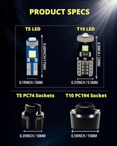 Kit 40 Lámparas LED T5 y T10 Luz Interior Azul Hielo miniatura 2