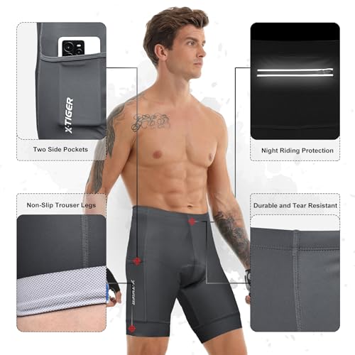 X-TIGER Culotte Ciclismo Hombre con 5D Gel Acolchado MTB Ciclismo Pantalones Cortos Transpirable Secado Rápido con 3 Bolsillos - imagen 3
