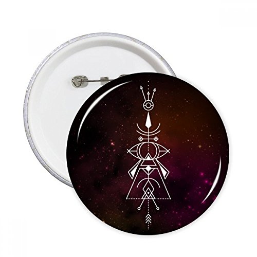 Badge pins bouton vêtements univers symbole totem : décoration géométrie ronde multicolore XXL 5pcs