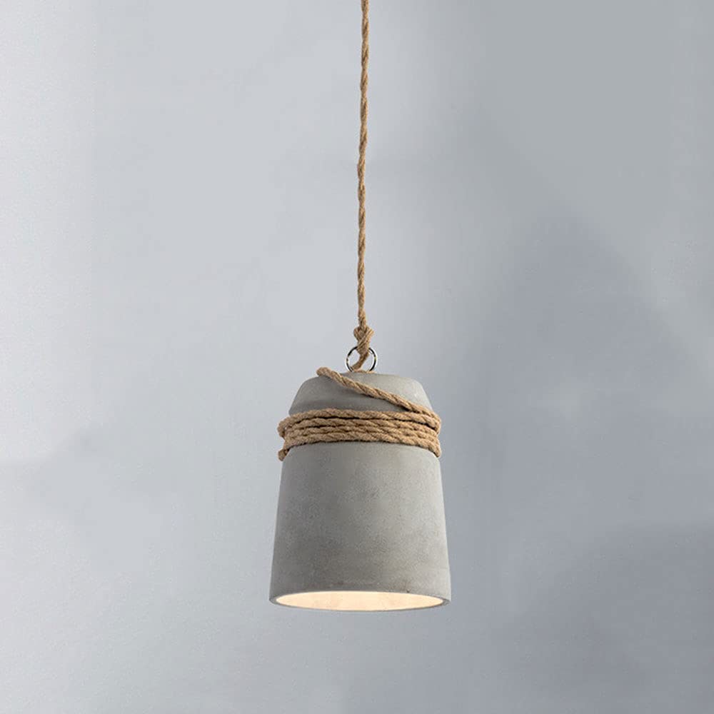 Lustre suspendu en ciment gris et corde pour ampoule E27 - 2