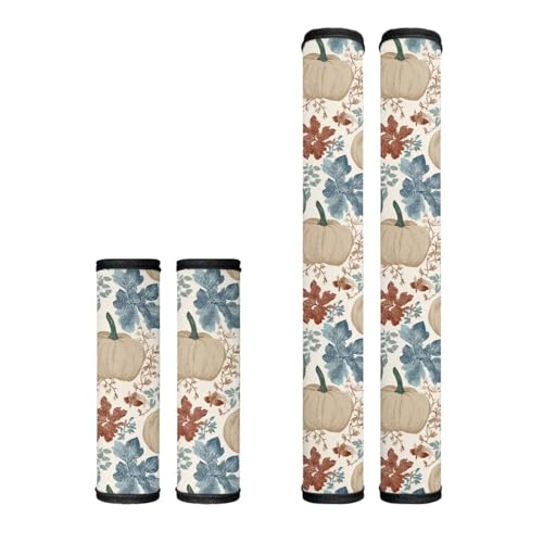 Image of Dreaweet Pumpkin Pattern Refrigerator Door Handle Covers Fall Kitchen Decor Fridge Handle Covers Set of 4 Washable Kitchen Appliance Protector for Oven Dishwashers Microwave