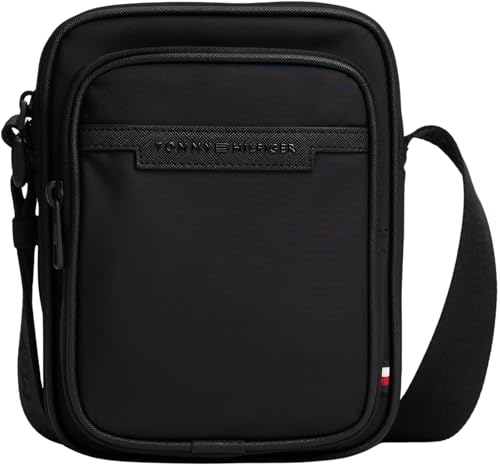 Tommy Hilfiger Sac à Bandoulière Sac Homme Repreve Mini Reporter avec Fermeture Éclair, Noir (Black), Taille Unique