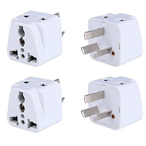 Image of MX Universal Travel Adapter (Type I) India to Australia China New Zealand & More 2 in 1 Conversion Plug for Home and Official use - White Pack of 4