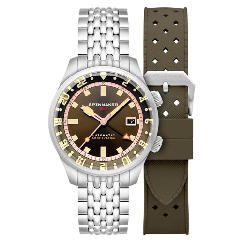Spinnaker �����Y 42mm Bradner GMT �����r���v �\���b�h�X�e�����X�X�`�[���u���X���b�g SP-5121, �A�{�b�g�u���E���B, Bradner Gmt Automatic�B