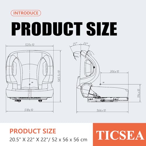 Image of Universal Forklift Seat, Tractor Seat with Adjustable Angle Back,Micro Switch,Retractable Safety Belt for Toyota Forklift Aftermarket,Tractor,Excavator, Skid Loader,Backhoe, Dozer, Telehandler