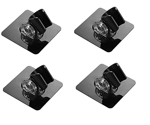 Image of ZIVIK Self Adhesive Handheld Shower Head Holder, Adjustable Bathroom Wall Mounted Bracket Holder, Drill-free Wall Hanging Shower Shelf Free Perforation Shower Head Stand (Black, 4)