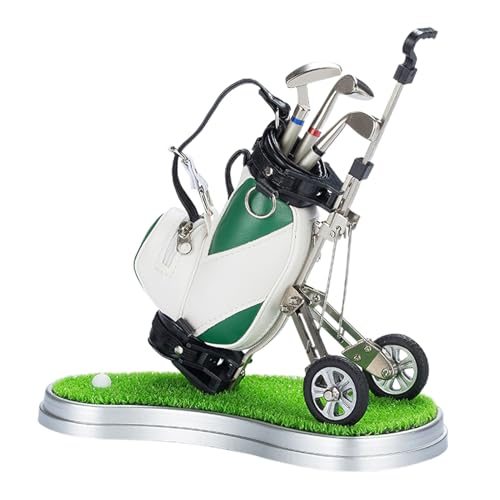 Stylos de golf de bureau fonctionnels en forme de clubs avec mini chariot