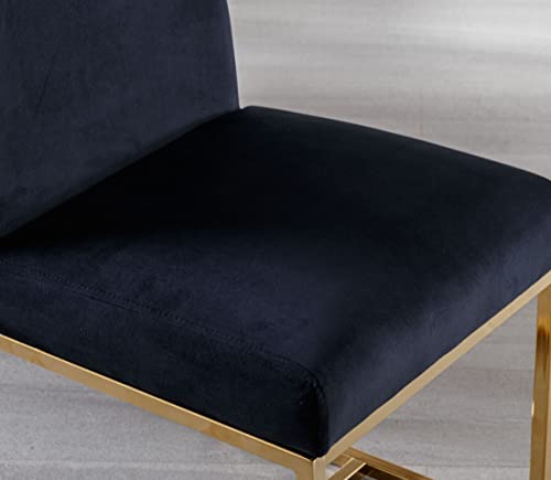 Vescasa Upholstered Dining Chairs With Gold Metal Frame, Velvet Mid Century Modern Padded Kitchen Chairs With Adjustable Foot Pads For Restaurant, Dining Room, Set Of 2, Black #TOP4
