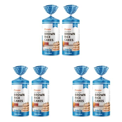 Image of Pintola Organic Brown Rice Cake Lightly Salted (130g x 2) | Gluten-Free Snack | 9 Wholegrains | Low Fat | 30 Calories per Cake | Soy & Yeast Free | Healthy Snack for Weight Loss (Pack of 3)