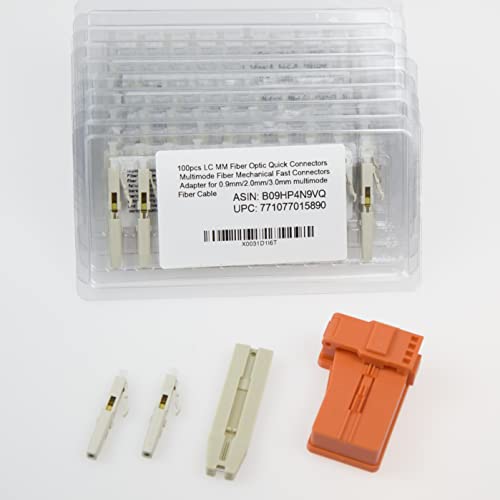 100pcs LC MM Fiber Optic Quick Connectors Multimode 50/125um Fiber Mechanical Fast Connectors Adapter for 0.9mm/2.0mm/3.0mm multimode Fiber Cable