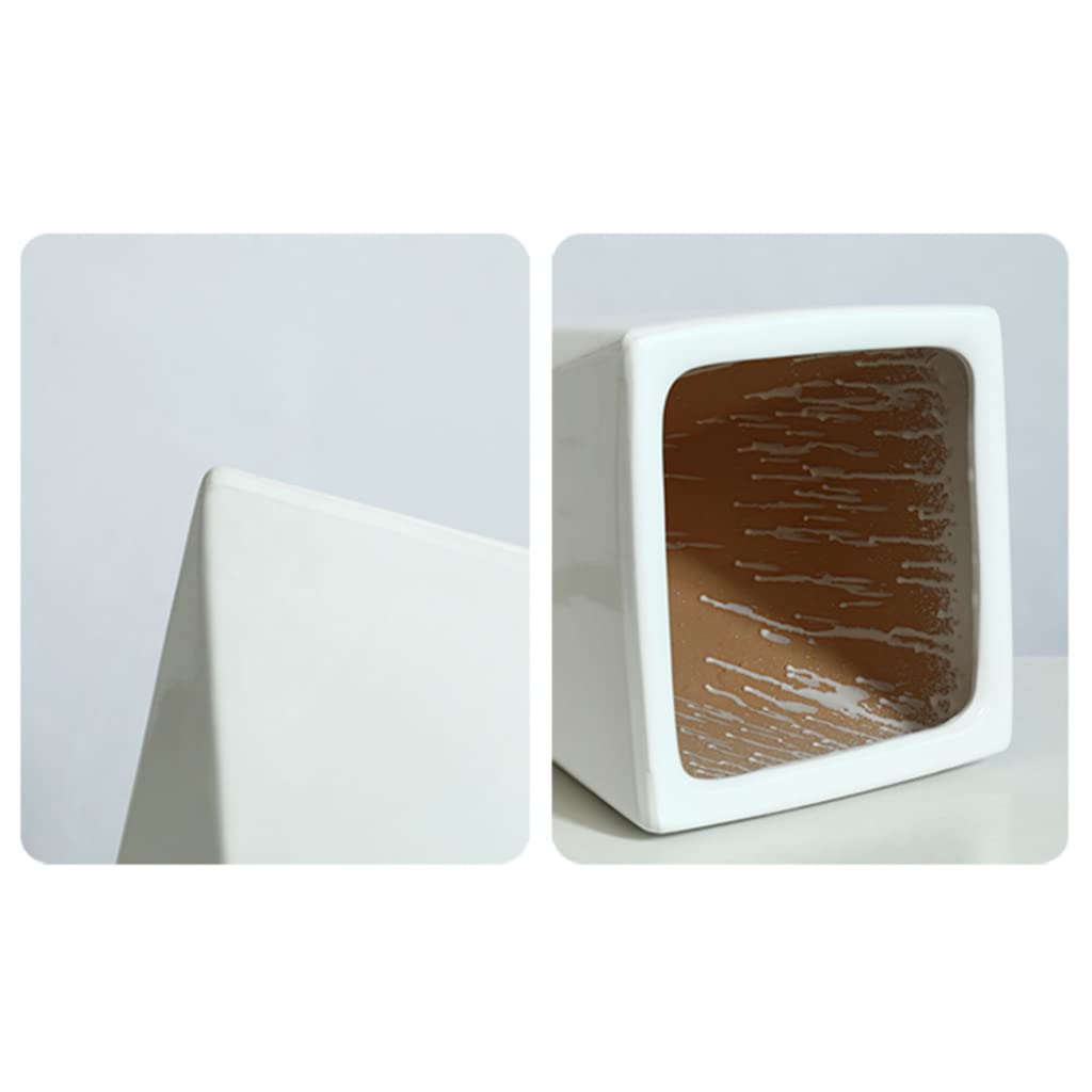 Vasi da Giardino Vasi da Fiori a Geometria Moderna, vasi per Piante in Ceramica per Interni ed Esterni con Fori di drenaggio per Decorazioni per la casa e L'Ufficio, Bianco