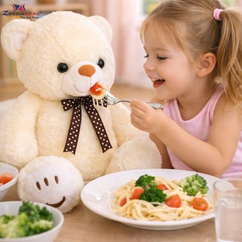 Image of ZEXSAZONE Toy Cute I Smile Teddy Colored Huggable Bear | 32 cm | Plushie Soft Toys for Kids | Plush Soft Toys for Baby Boys and Girls Kids - Teddy | Best Valentine Gift (Cream)