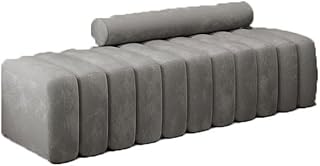 Nordic - Banco moderno y ligero de lujo para dormitorio, tela de sofá, tiras, arte, entrada, cambiador, taburete creativo para el hogar, banco para dormitorio, extremo de cama, color azul