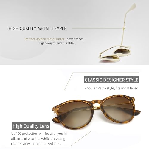 SUNGAIT 2 pairs Vintage Round Sunglasses for Women Men Classic Retro Designer Style SGT567HPSC-RBSC-9