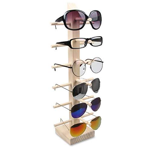 Multi Layers Wooden Sunglasses Display Stands, Eyeglasses Rack Organizer,Glasses Holder Storage Stand, Sun Glasses Showcase, Jewellery Display Rack Shelf, 2-6 Pairs Glasses Frame Holder (6 Layers)